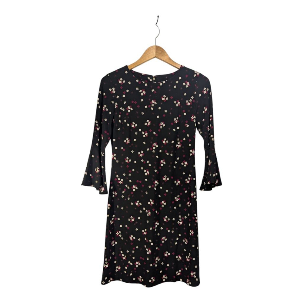 Tommy Hilfiger Black Mini Floral 3/4 Bell Sleeve Shift Dress Size‎ 2 Whimsigoth